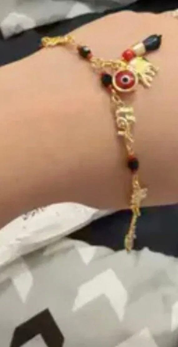 Customer photo review of 14K Gold-Plated Elephant Evil Eye Bracelet – Adjustable Bohemian Jewelry