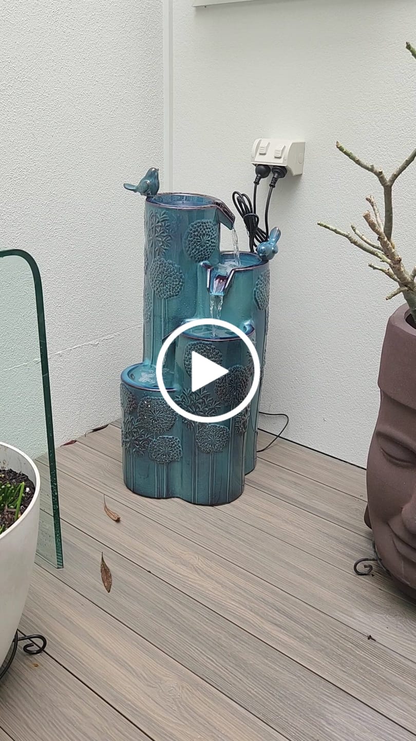 Customer video review of Dandelion Embossed 4-Tier Ceramic Fountain