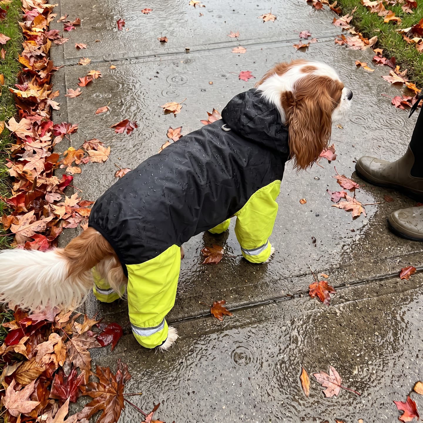 Customer photo review of Imperméable à 4 Pattes : Votre Chien au Sec et Bien Visible