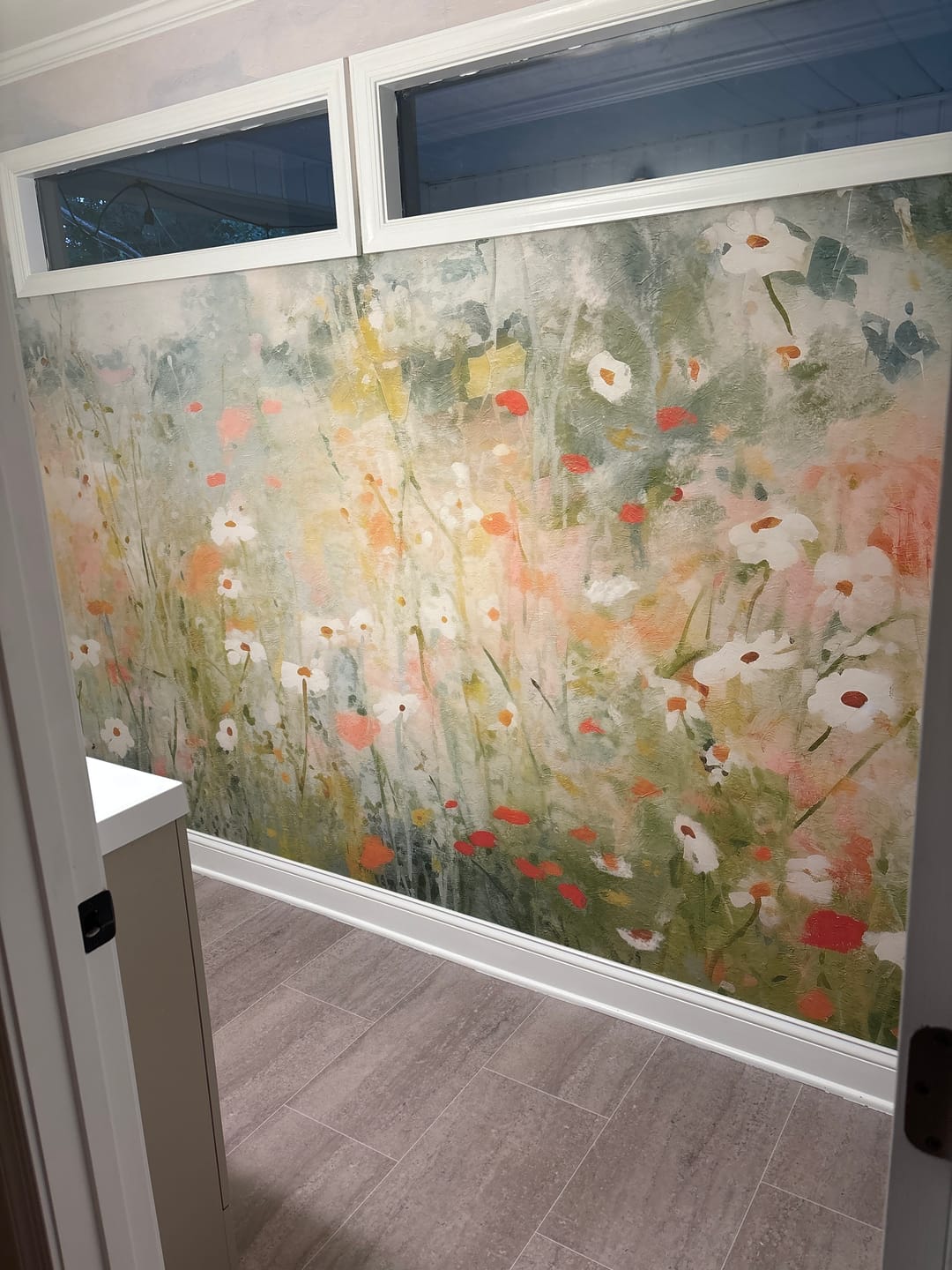 Customer photo review of Petunia - Petunia Flower Meadow Oil Painting Wallpaper Mural