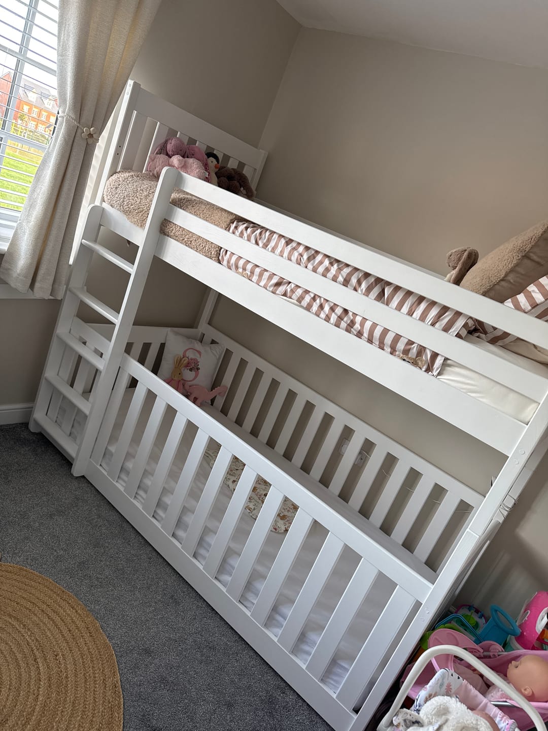Customer photo review of Wooden Bunk Bed Cris with Cot Bed