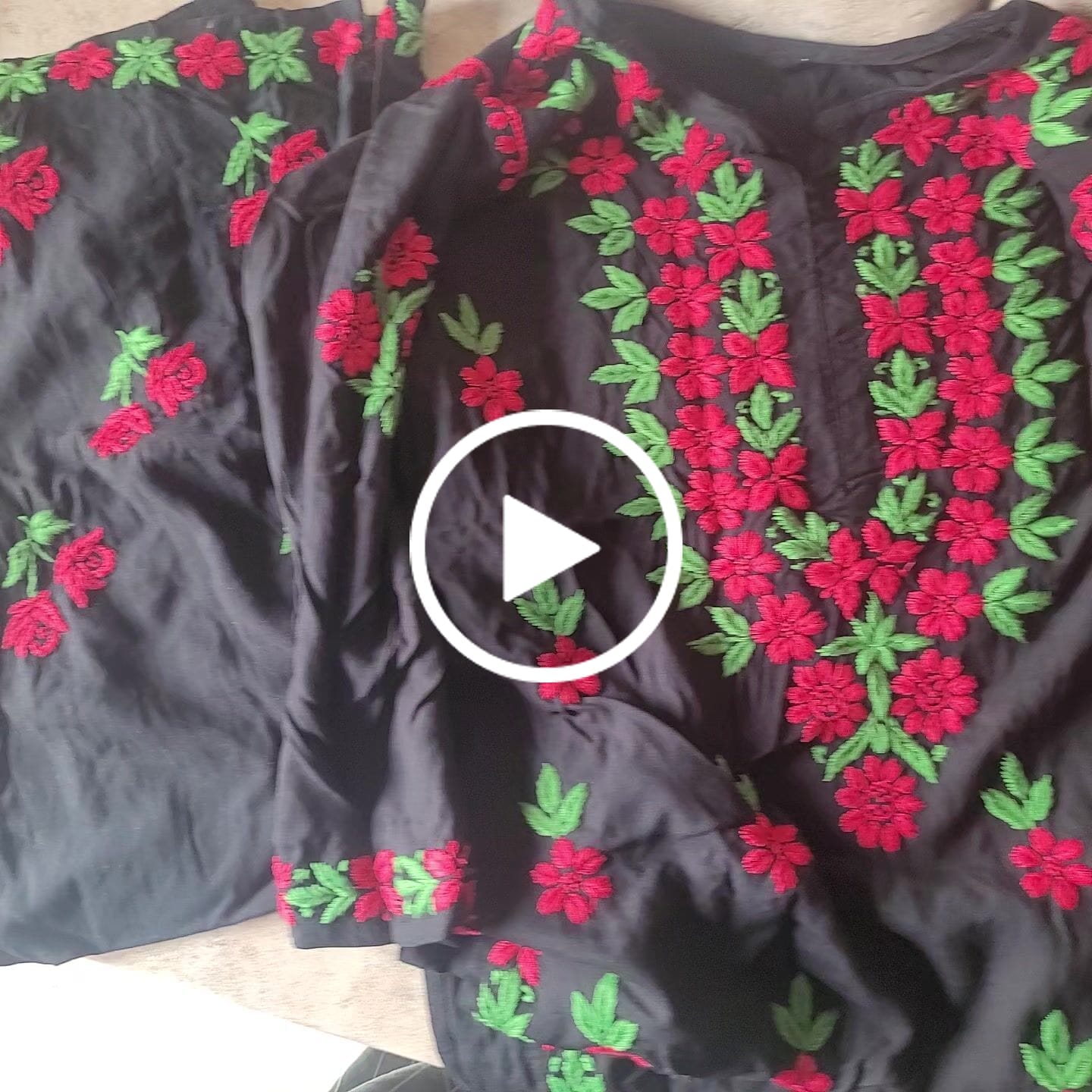 Customer video review of Gulbahaar Black & Mauve Pink Rayon Kurta Set