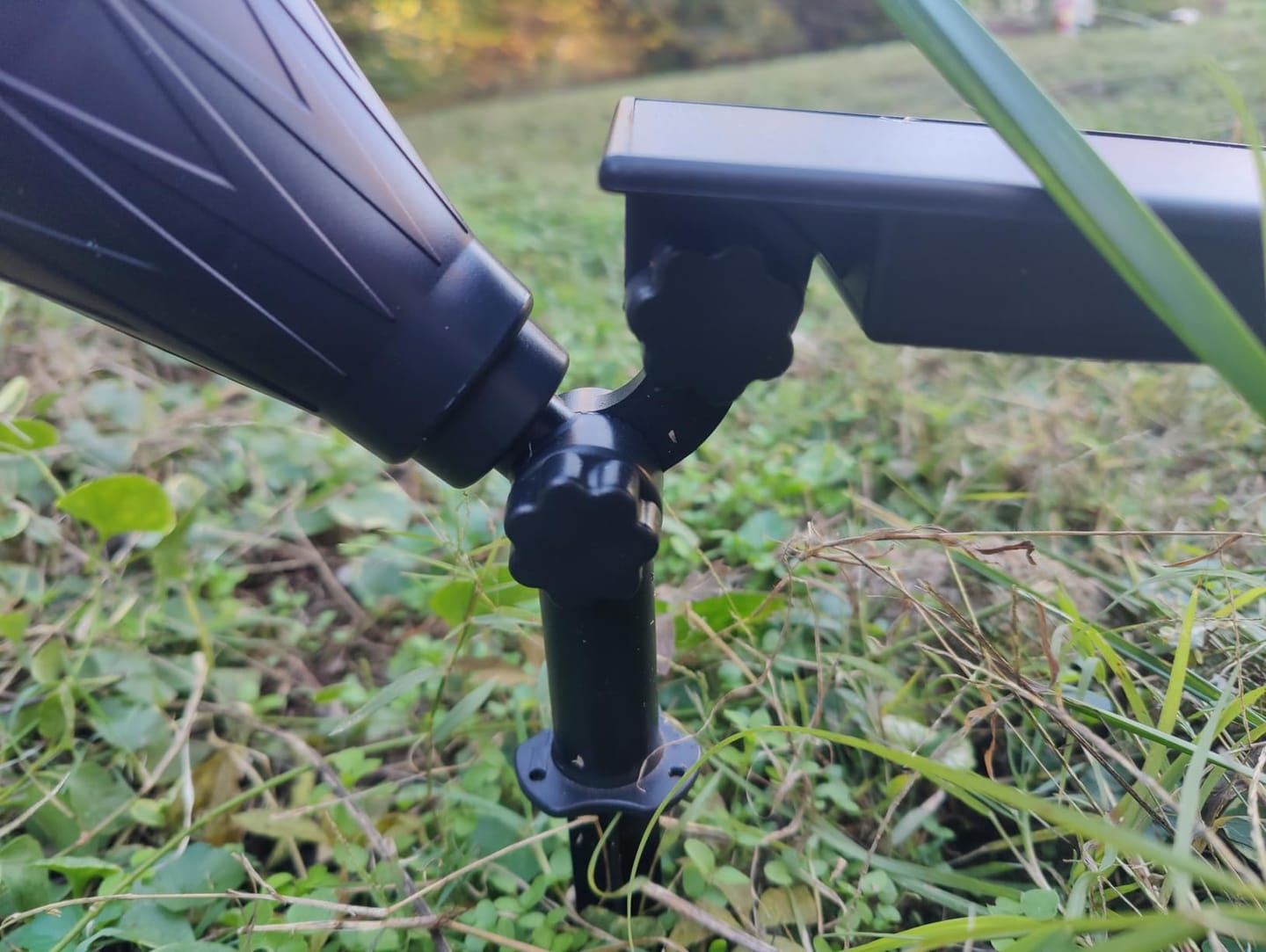 Customer photo review of Red Solar Halloween Spotlights 4 LED Adjustable Outdoor Decor