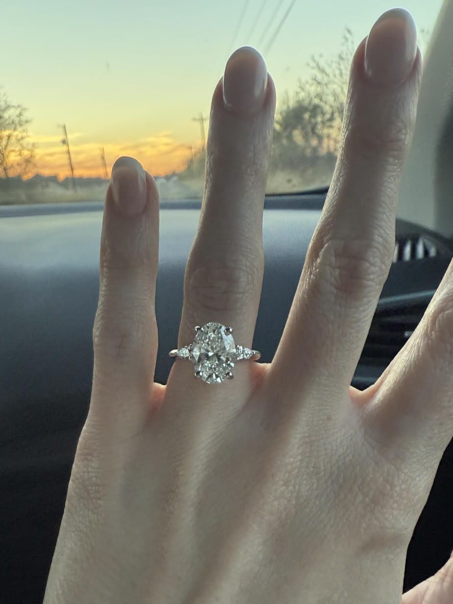 Customer photo review of Rosalie 1 Carat Oval Cut Solitaire Lab Grown Diamond Ring in 14K White Gold