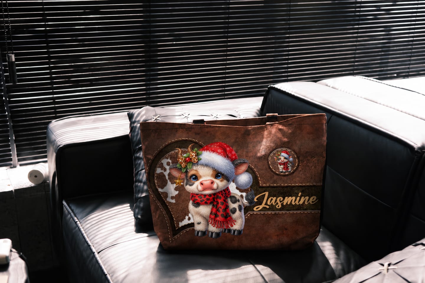 Customer photo review of Personalized Cute Cartoon Highland Cow Large Capacity Tote Bag with Name Birthday Gift for Highland Cow Lovers Friends