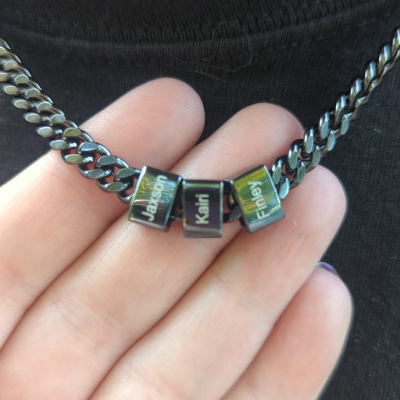Customer photo review of For Him | Custom Name Bead Necklace