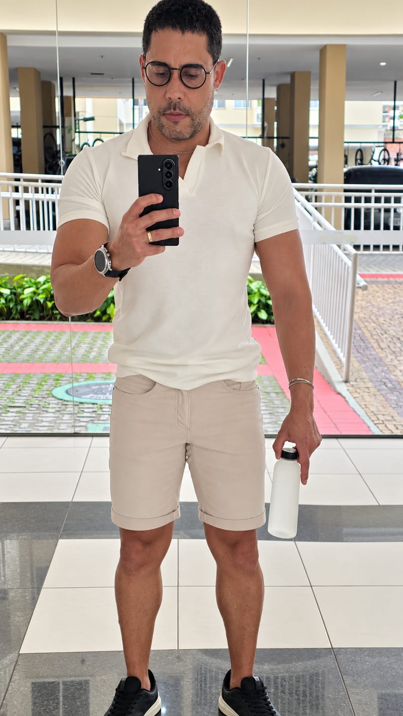 Customer photo review of Camisa Polo Italiana Tricot Branca