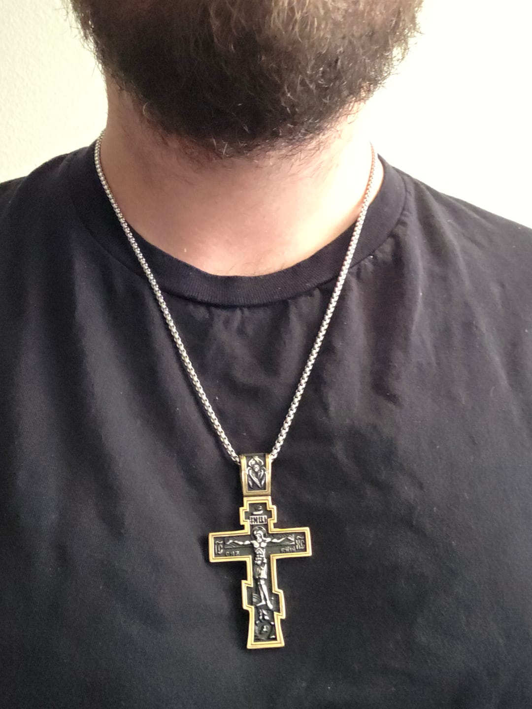 Customer photo review of DARK JESUS CROSS. - GOLD