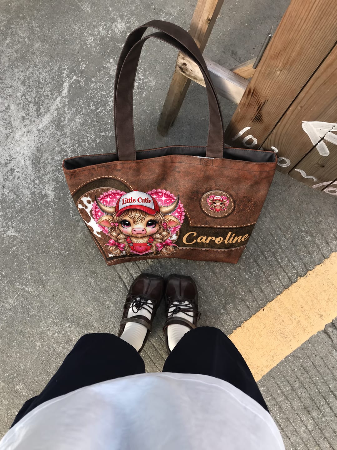 Customer photo review of Personalized Cute Cartoon Highland Cow Large Capacity Tote Bag with Name Birthday Gift for Highland Cow Lovers Friends