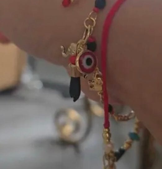 Customer photo review of 14K Gold-Plated Elephant Evil Eye Bracelet – Adjustable Bohemian Jewelry