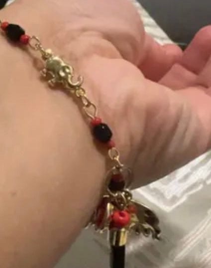 Customer photo review of 14K Gold-Plated Elephant Evil Eye Bracelet – Adjustable Bohemian Jewelry