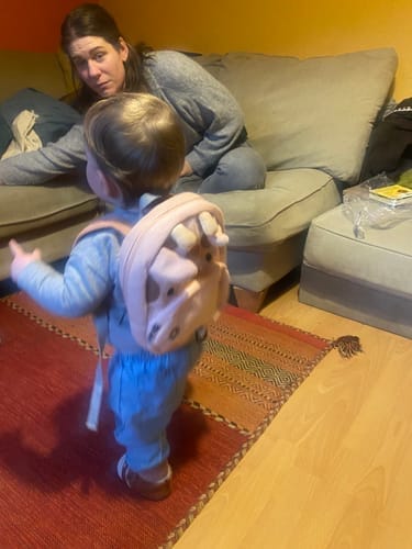 Customer photo review of Muffin The Giraffe Toddler Backpack