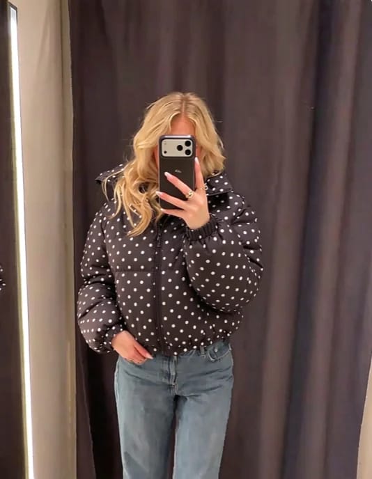 Customer photo review of Angela Quilted Cropped Puffer Jacket