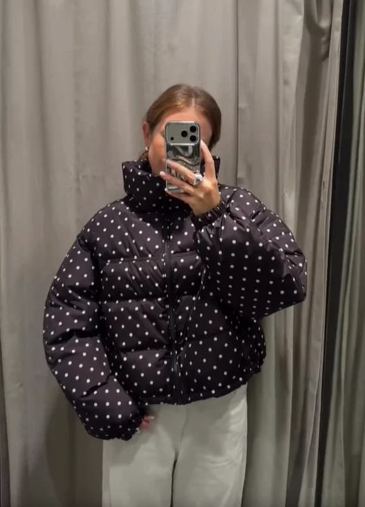 Customer photo review of Angela Quilted Cropped Puffer Jacket