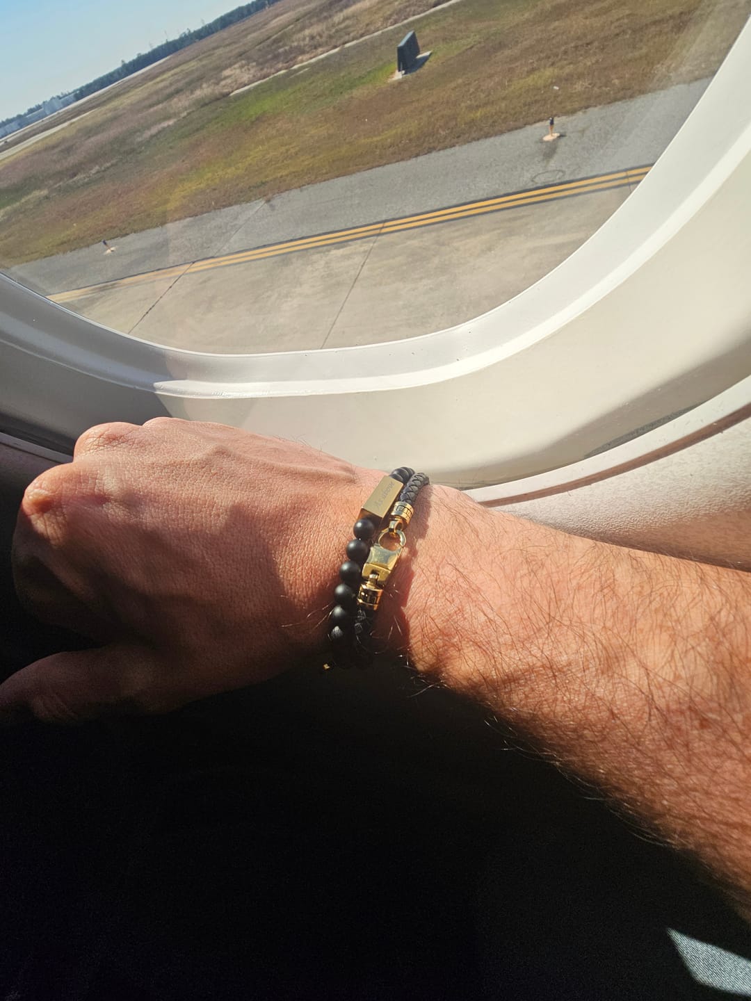 Customer photo review of 6mm Matte Black Rectangle Bead Bracelet