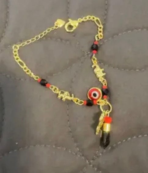 Customer photo review of 14K Gold-Plated Elephant Evil Eye Bracelet – Adjustable Bohemian Jewelry