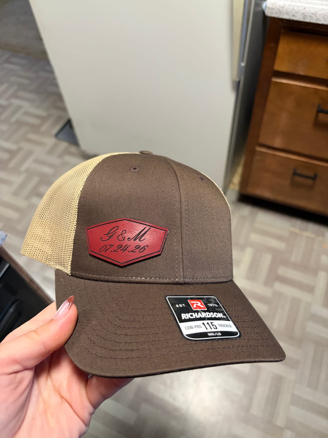Customer photo review of Premium Custom Leather Patch Hats (Wholesale)