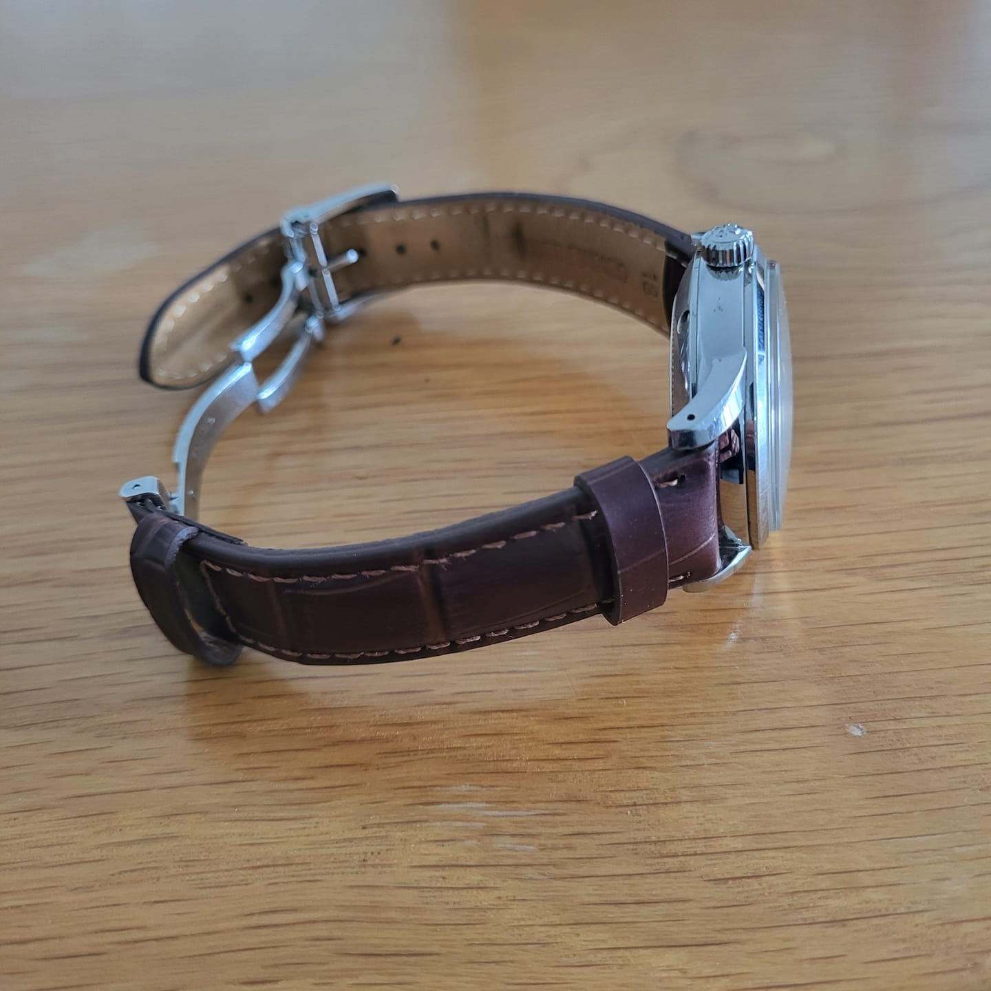 Customer photo review of Genuine Leather Calfskin Premium Watch Strap with Stainless Steel Deployant Butterfly Clasp