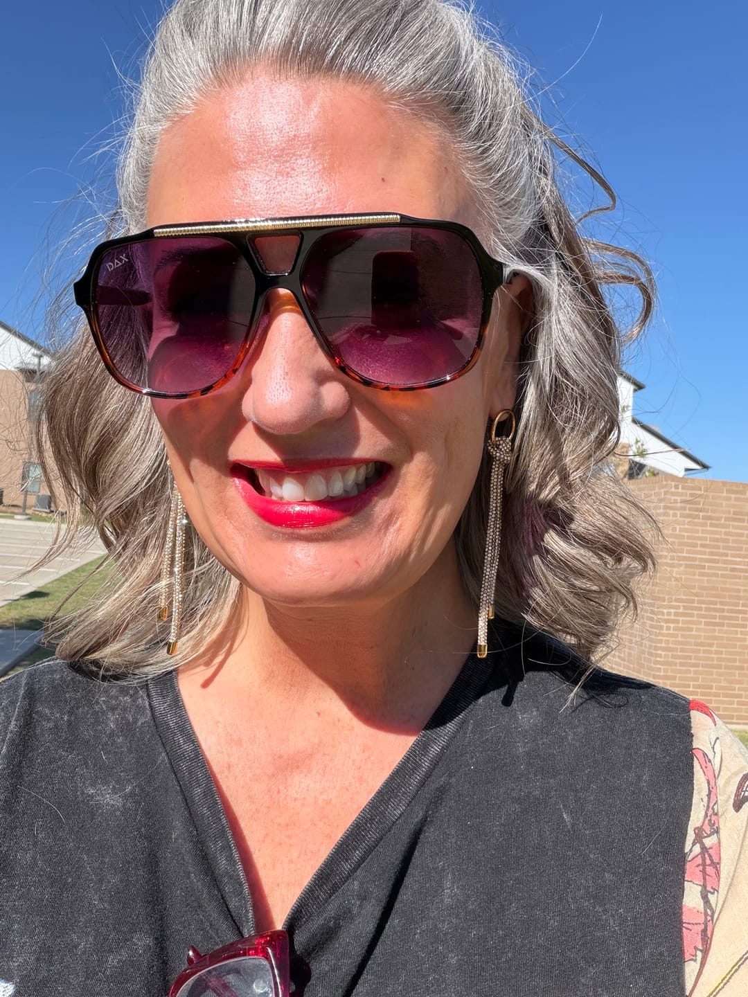 Customer photo review of Fringe Drop Earrings - Champagne Bubbles