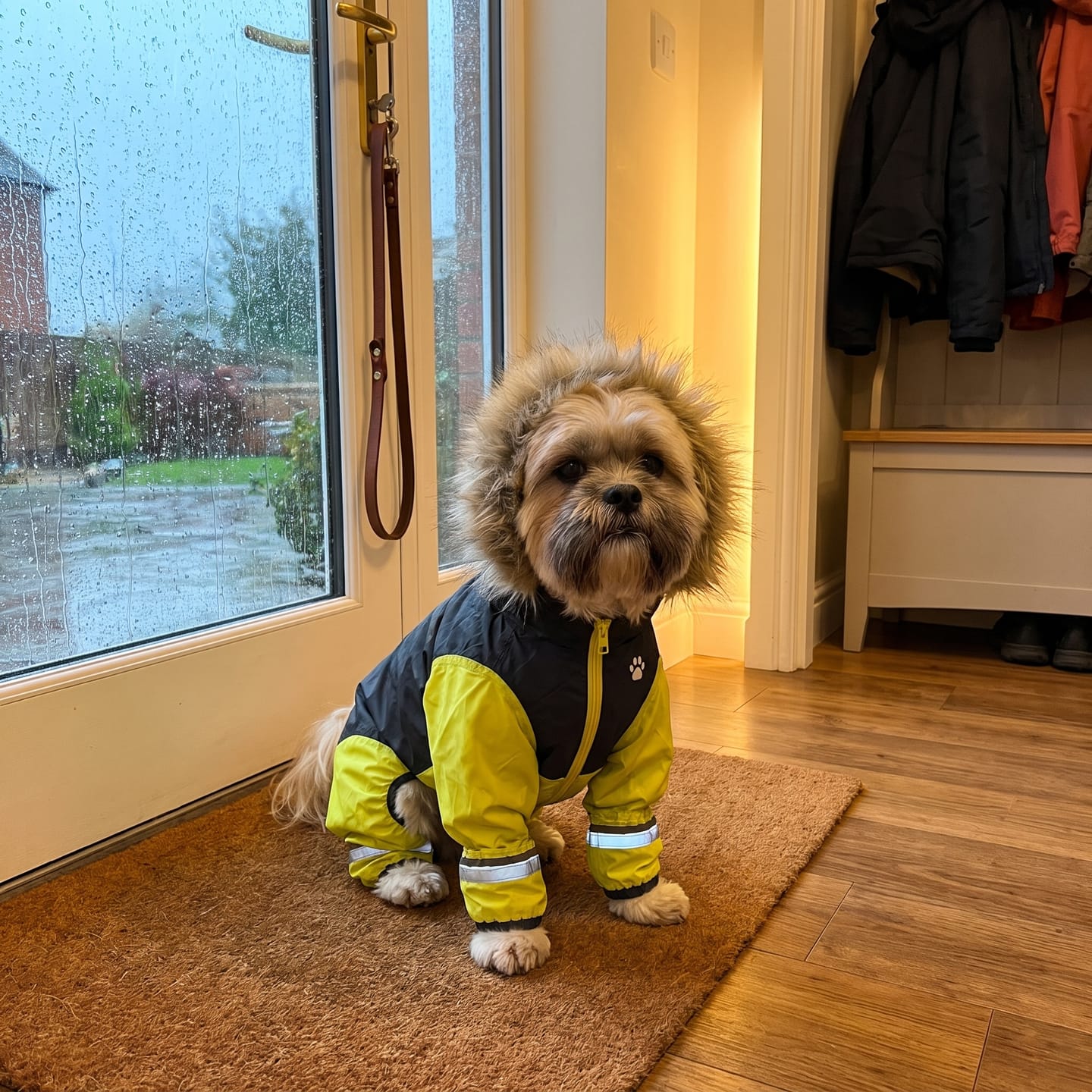 Customer photo review of Imperméable à 4 Pattes : Votre Chien au Sec et Bien Visible