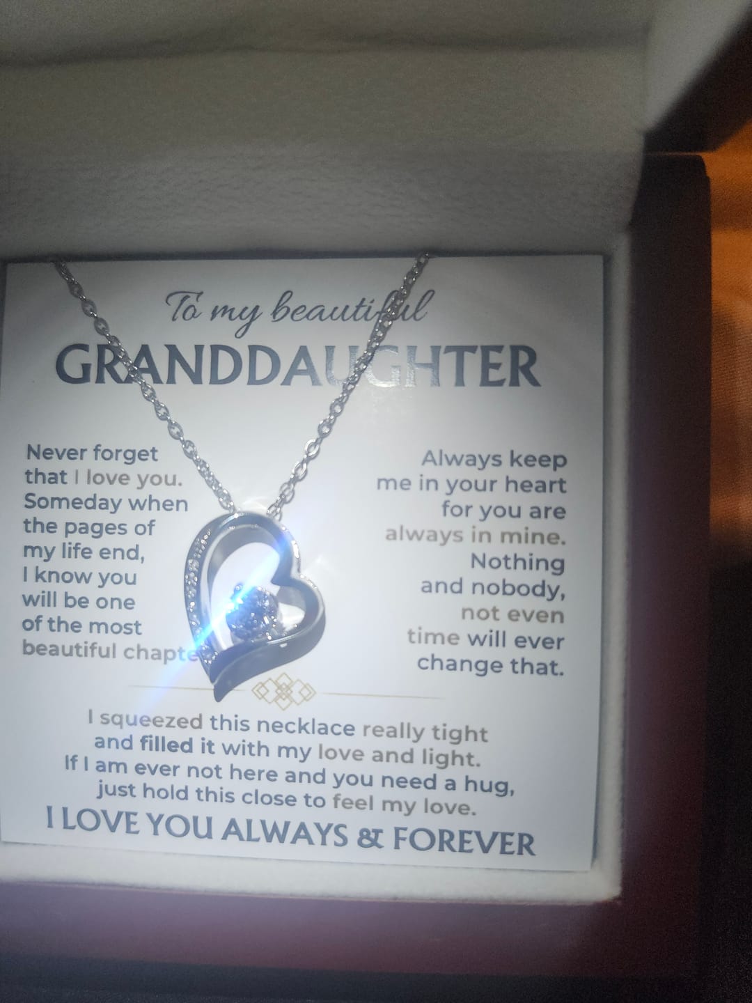 Customer photo review of To My Beautiful Granddaughter - Forever Love Necklace Gift Set - SS514V4