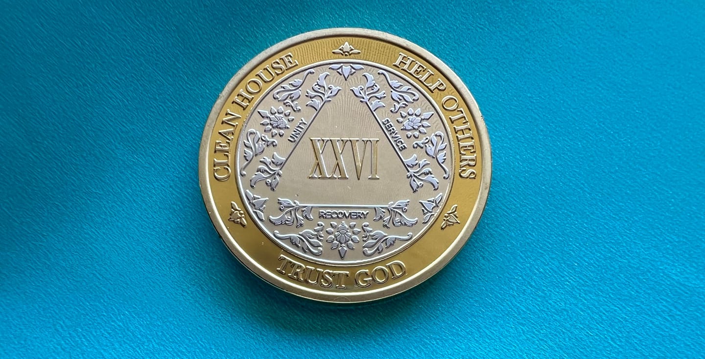 Customer photo review of 26 Year 40mm Gold & Silver AA Medallion - Bi-Plate Fancy Twenty-Six Year Chip/Coin