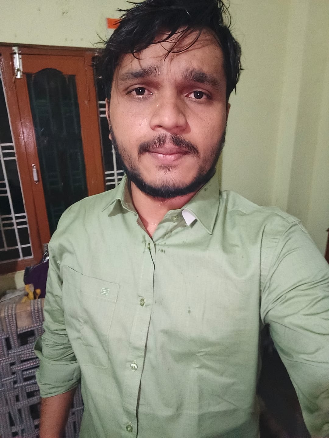 Customer photo review of Azure - Olive Mist Green Formal Shirts for Men | Ariser