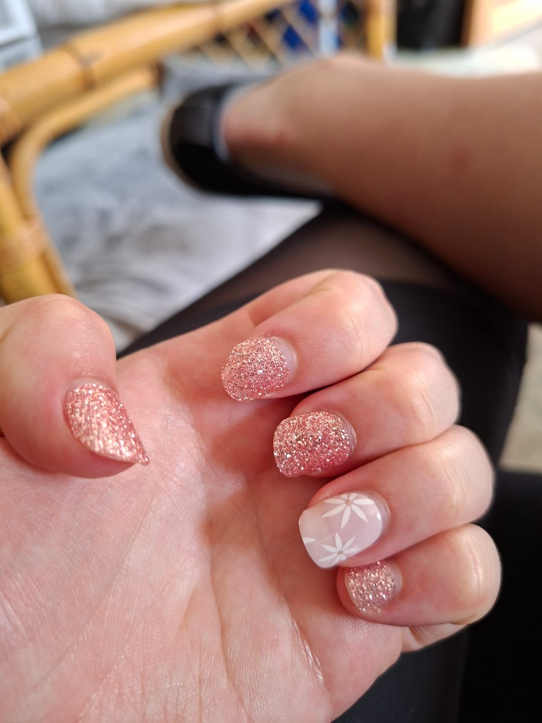 Customer photo review of Pink Diamond Shimmer DIY Semicured Gel Nail Sticker Kit (LIMITED EDITION)