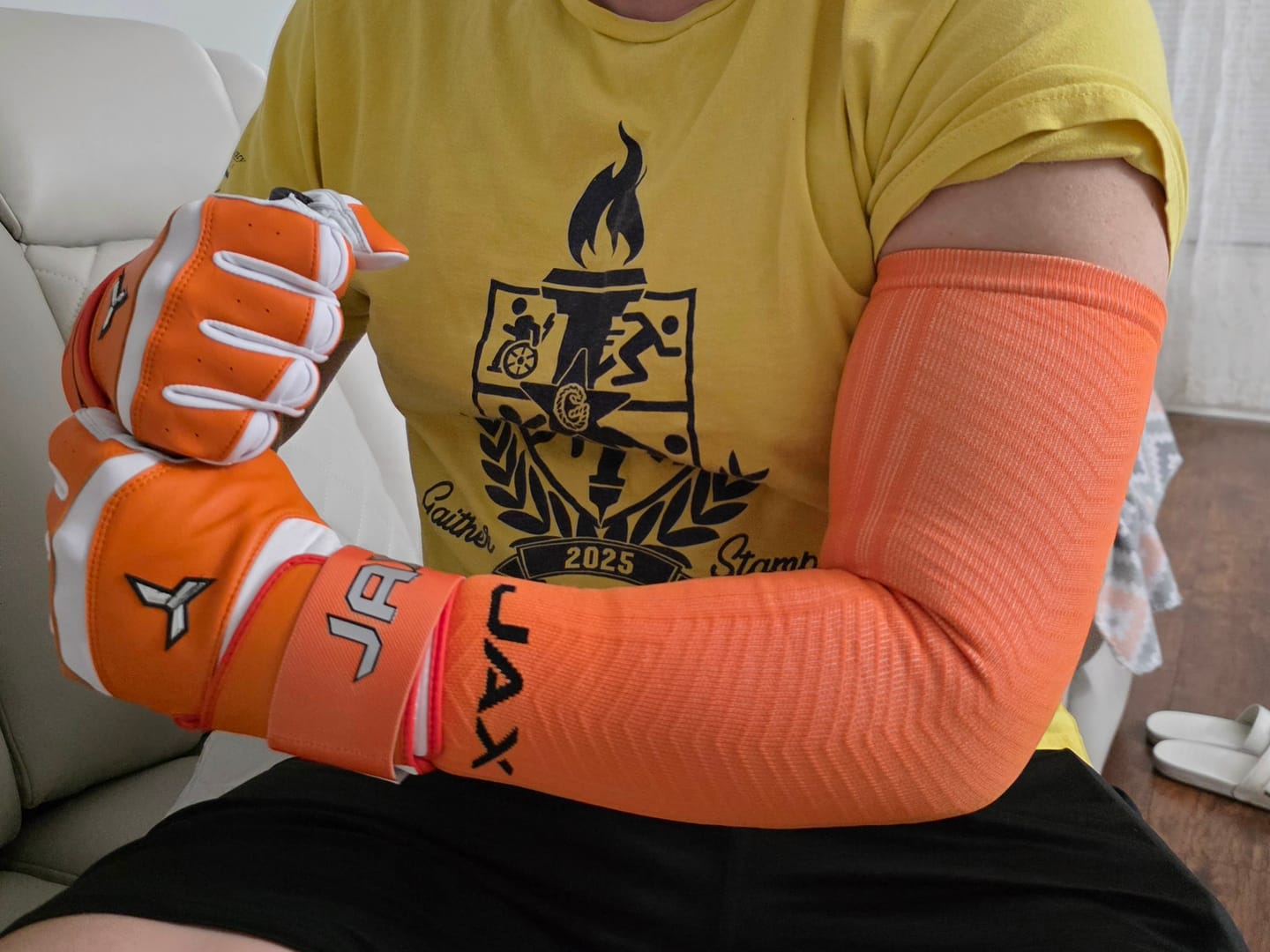 Customer photo review of Endurance Compression Arm Sleeve | Orange