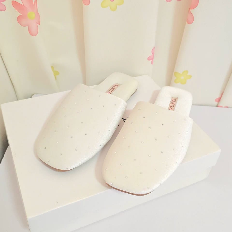 Customer photo review of Stardust Velvet Rhinestone Women Indoor Slipper