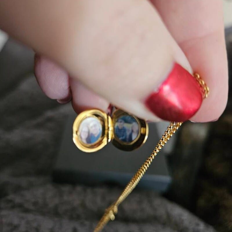 Customer photo review of Custom Photo Heart Locket Necklace