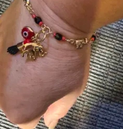 Customer photo review of 14K Gold-Plated Elephant Evil Eye Bracelet – Adjustable Bohemian Jewelry