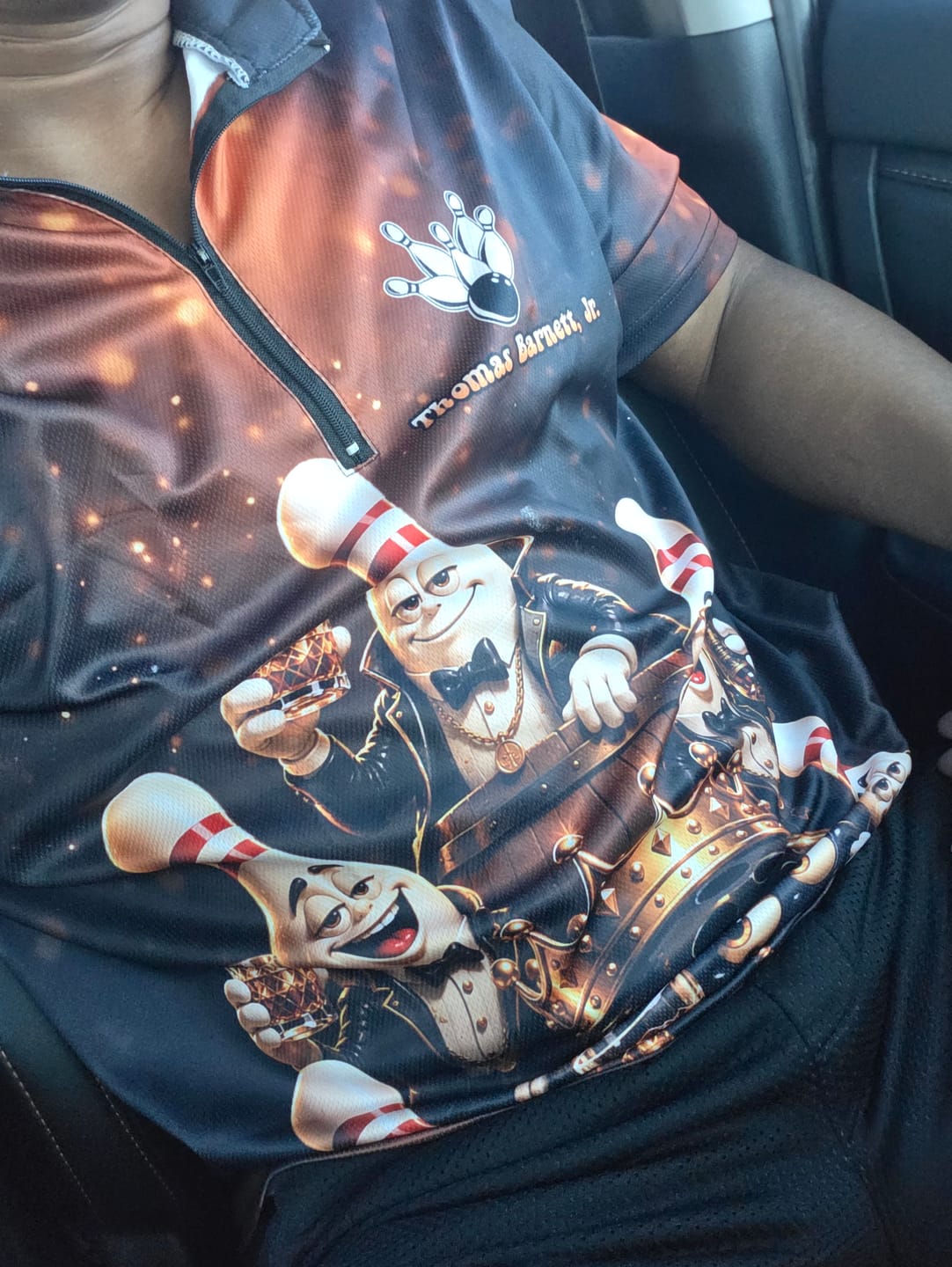 Customer photo review of Funny Crown Drunk Bowling Pins Bourbon Vintage Bowling Shirts For Men Custom Bowling Team Jersey TDM7254