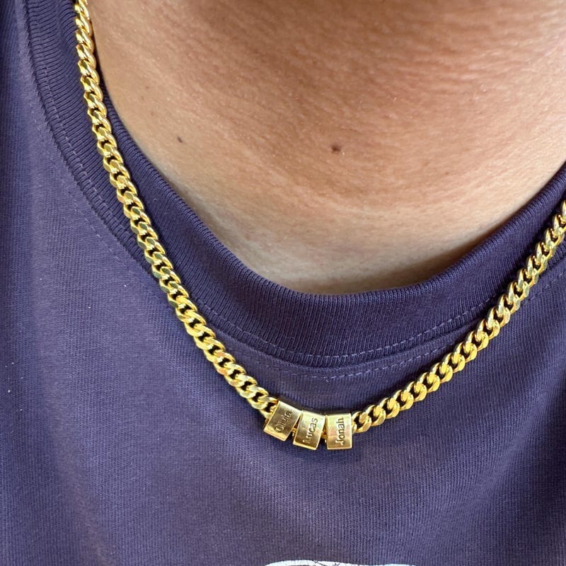 Customer photo review of For Him | Custom Name Bead Necklace
