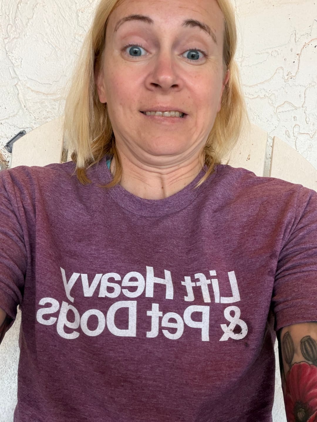 Customer photo review of Lift Heavy & Pet Dogs Logo T-Shirt