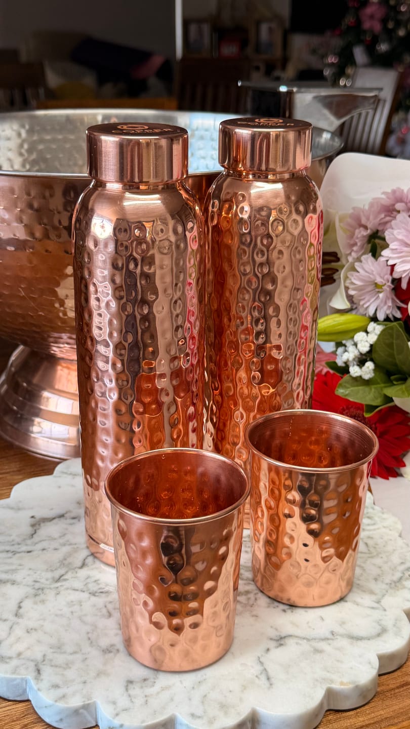 Customer photo review of Hammered Copper Gift Set - 2 Bottles & 2 Cups