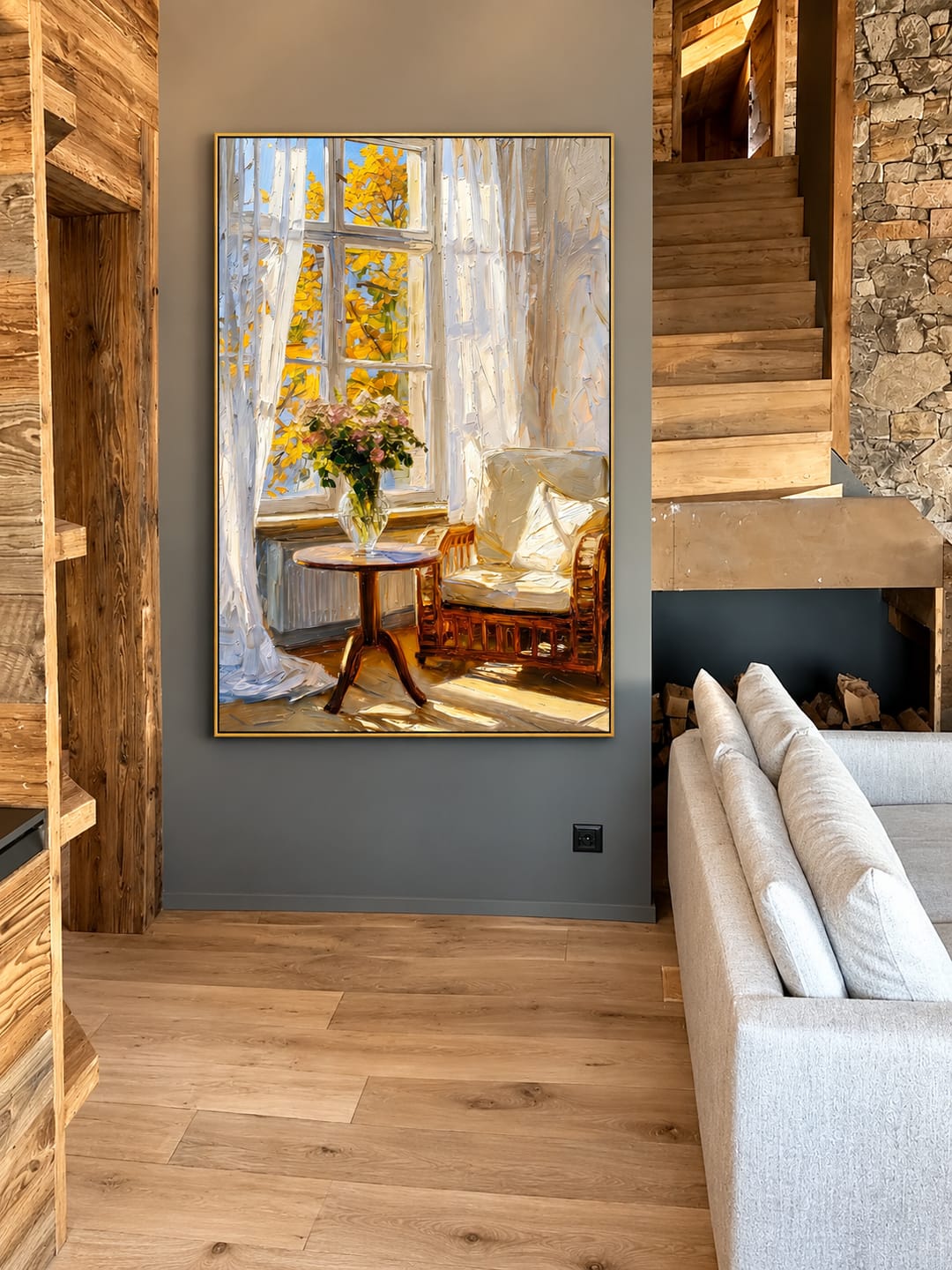 Customer photo review of "Sunlit Sanctuary" – Impressionist Sunlit Window Nook Textured Oil Painting