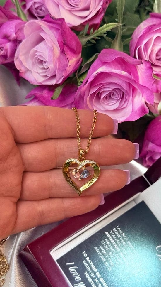 Customer photo review of "To My Wife" - Personalized Couples Birthstone Heart Necklace | Love Of Your Life