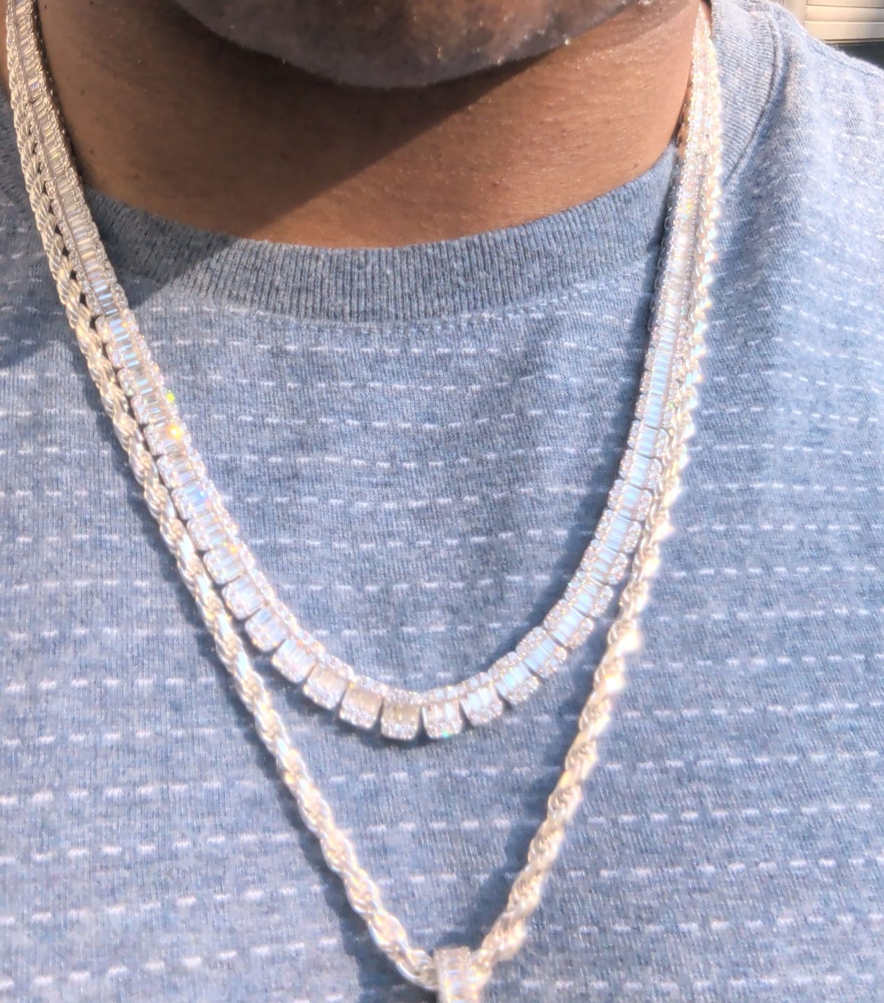 Customer photo review of 23CT 6MM Moissanite Baguette Tennis Chain - Silver - D Color - VVS1