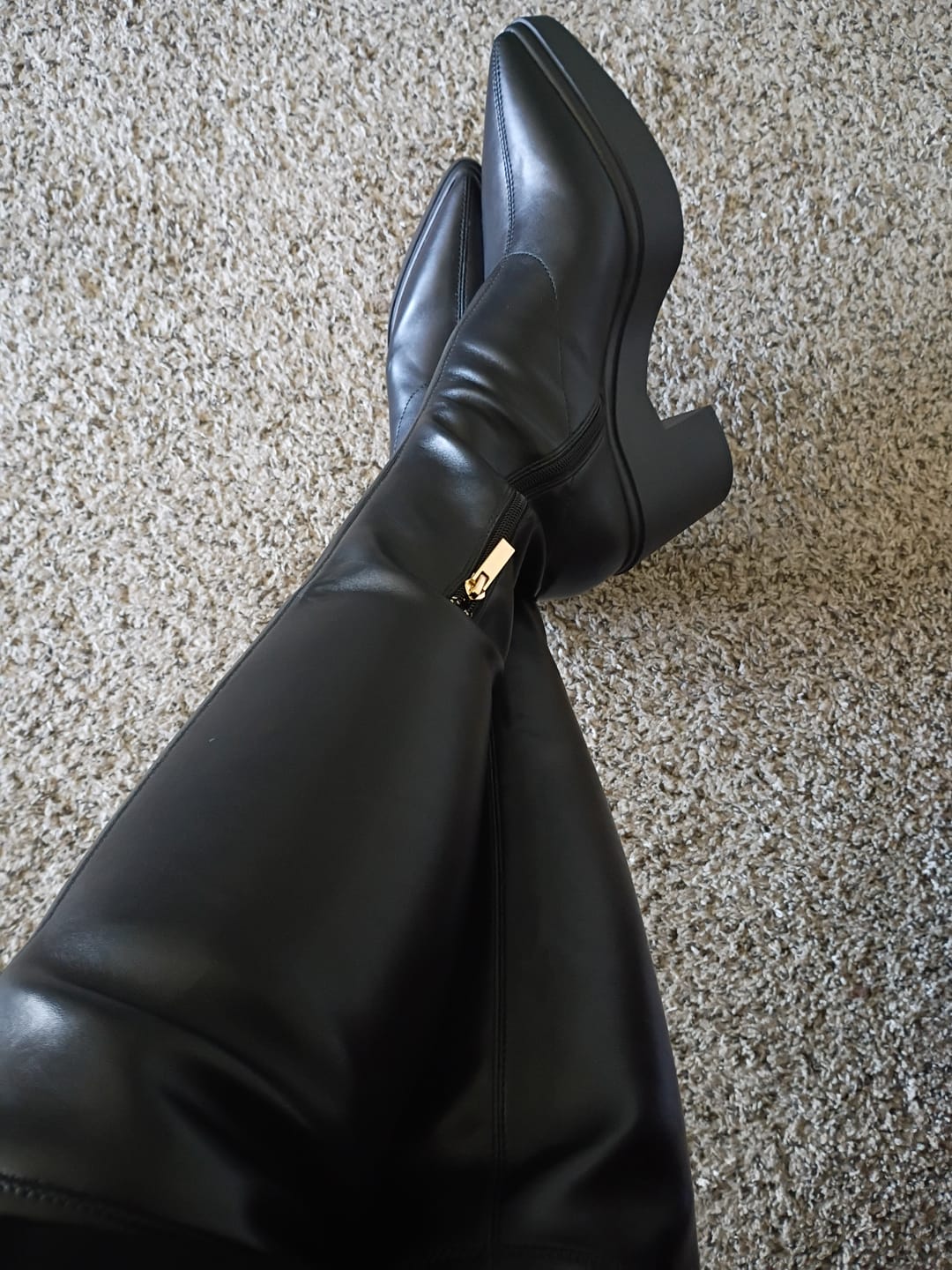 Customer photo review of LAWRENCE  TALL - BLACK STRETCH LEATHER BOOT