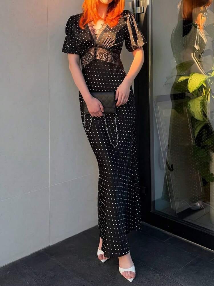 Customer photo review of Rosalind V-Neck Puff-Sleeve Maxi Dress