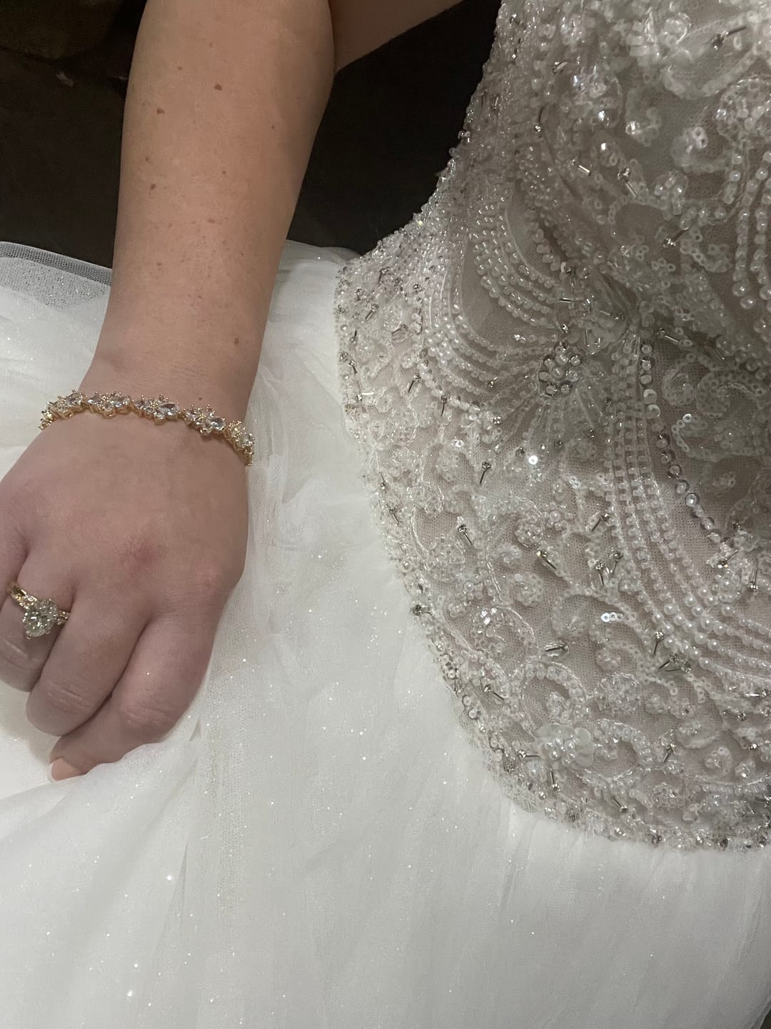 Customer photo review of Pear Drops Bridal Bracelet – Mixed Cut Cubic Zirconia Wedding Bracelet