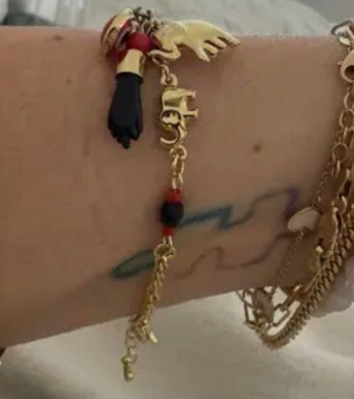 Customer photo review of 14K Gold-Plated Elephant Evil Eye Bracelet – Adjustable Bohemian Jewelry