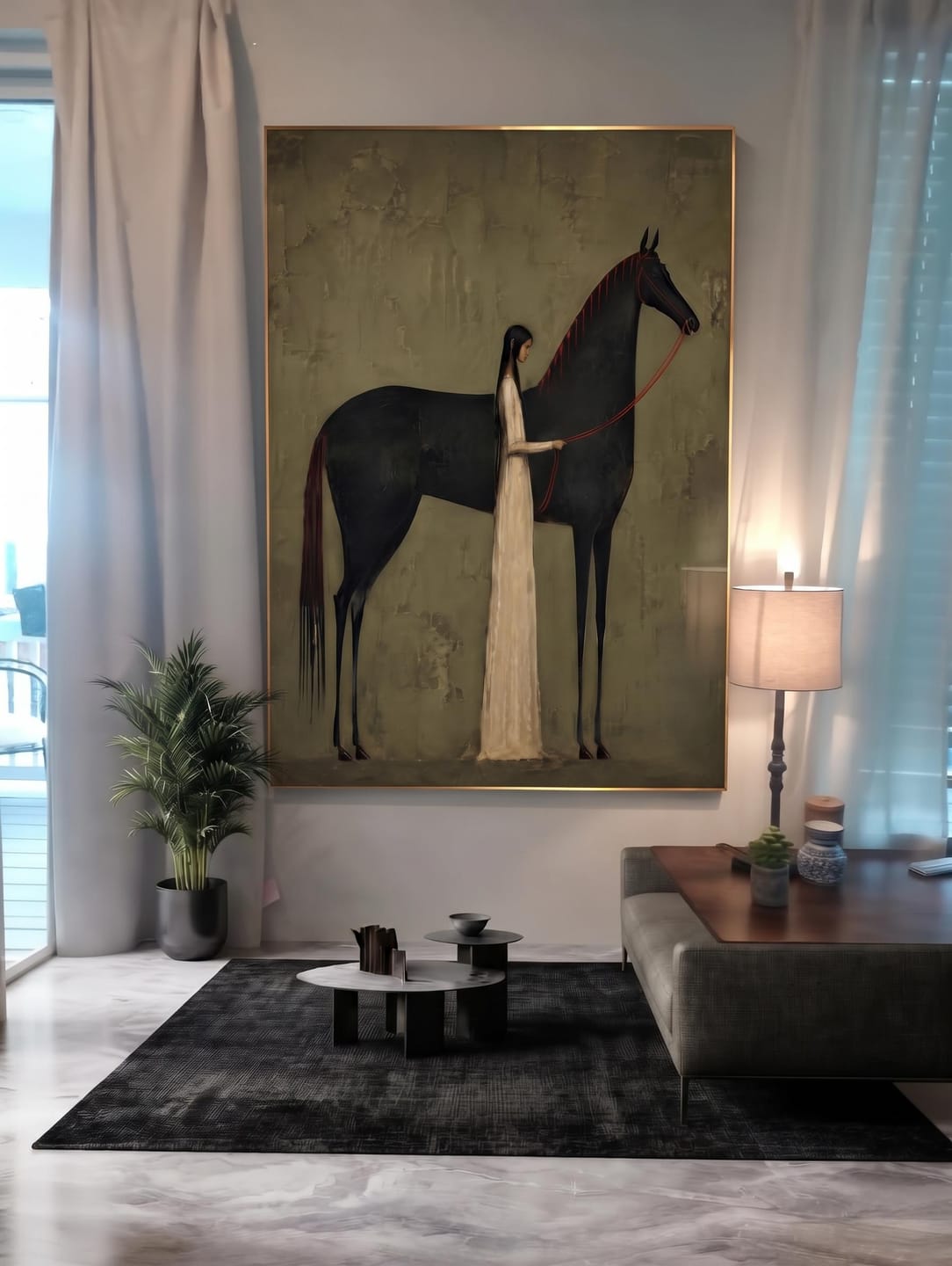 Customer photo review of Vintage Americana Art | Gently stroking the horse