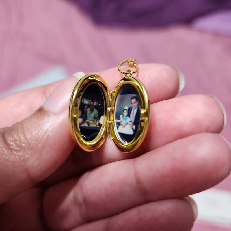 Customer photo review of Custom Photo Heart Locket Necklace