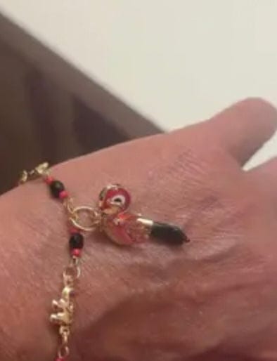 Customer photo review of 14K Gold-Plated Elephant Evil Eye Bracelet – Adjustable Bohemian Jewelry