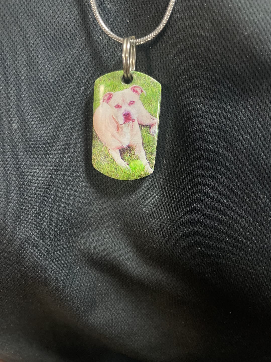 Customer photo review of Personalized Photo Urn Necklace for Pet