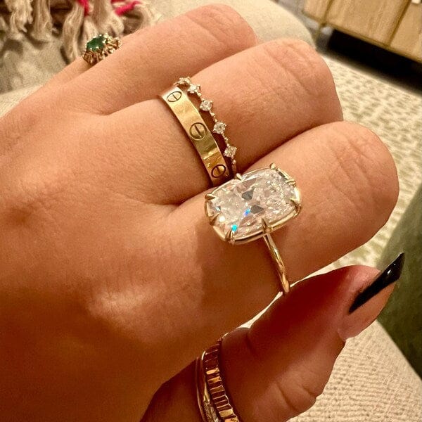 Customer photo review of 5 CT Old Mine Cushion Cut Lab Grown Diamond Bezel Ring