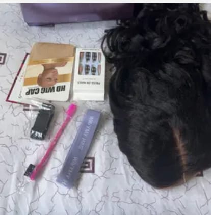 Customer photo review of Wavymy Kinky Straight Pre-Styled Layered Wave Wig 7x5 Lace Wear Go Glueless Wig Human Hair Wig 200% Density