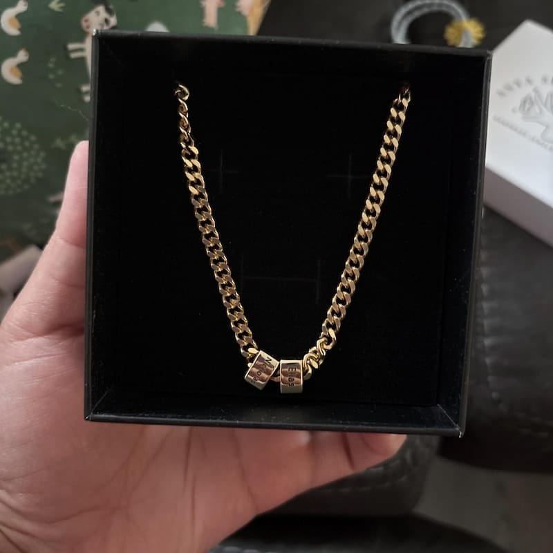 Customer photo review of For Him | Custom Name Bead Necklace